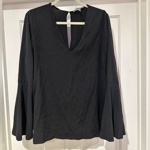 Classiques Entier black silk v neck belle sleeve blouse top